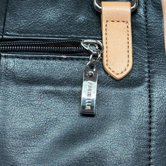 Aurielle Leather Two-tone Black and Tan Purse Handbag - Picture 4 of 12